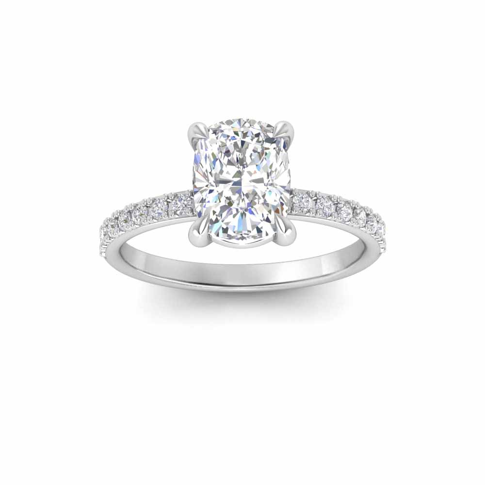 2.5 Ct Elongated Cushion Colorless Lab Diamond & .16 Ctw Micro-Thin Band Engagement Ring