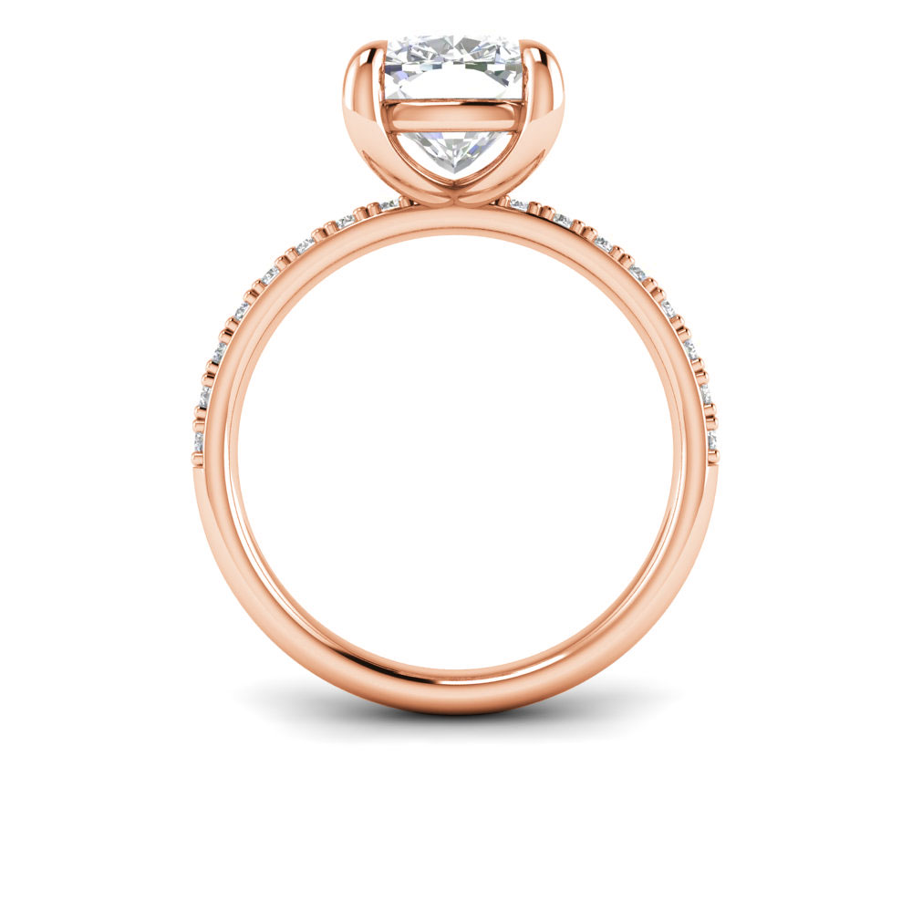 3 Ct Elongated Cushion Colorless Lab Diamond & .16 Ctw Micro-Thin Band Engagement Ring