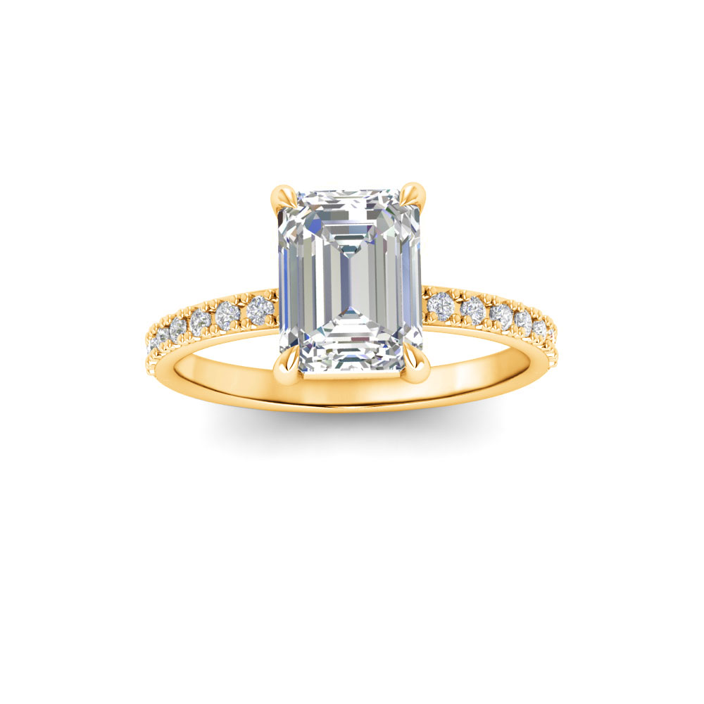 3.5 Ct Emerald Colorless Lab Diamond & .16 Ctw Micro-Thin Band Engagement Ring