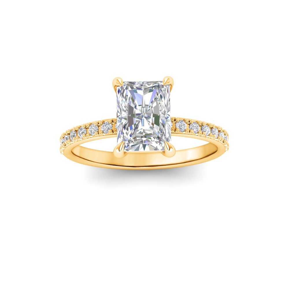 5 Ct Radiant Colorless Lab Diamond & .16 Ctw Micro-Thin Band Engagement Ring