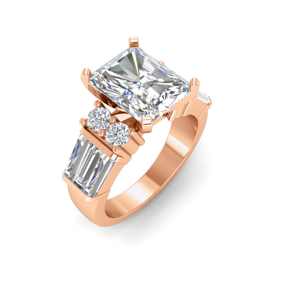 2 Ct Radiant Near Colorless Lab Diamond & 1.67 Ctw Near Colorless Lab Diamond Baguette Cut Wide Band Engagement Ring