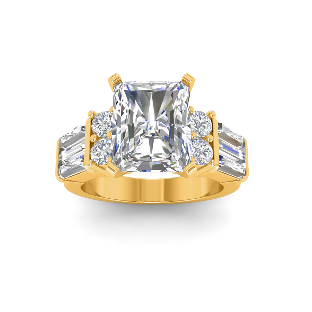 2 Ct Radiant Near Colorless Lab Diamond & 1.67 Ctw Near Colorless Lab Diamond Baguette Cut Wide Band Engagement Ring