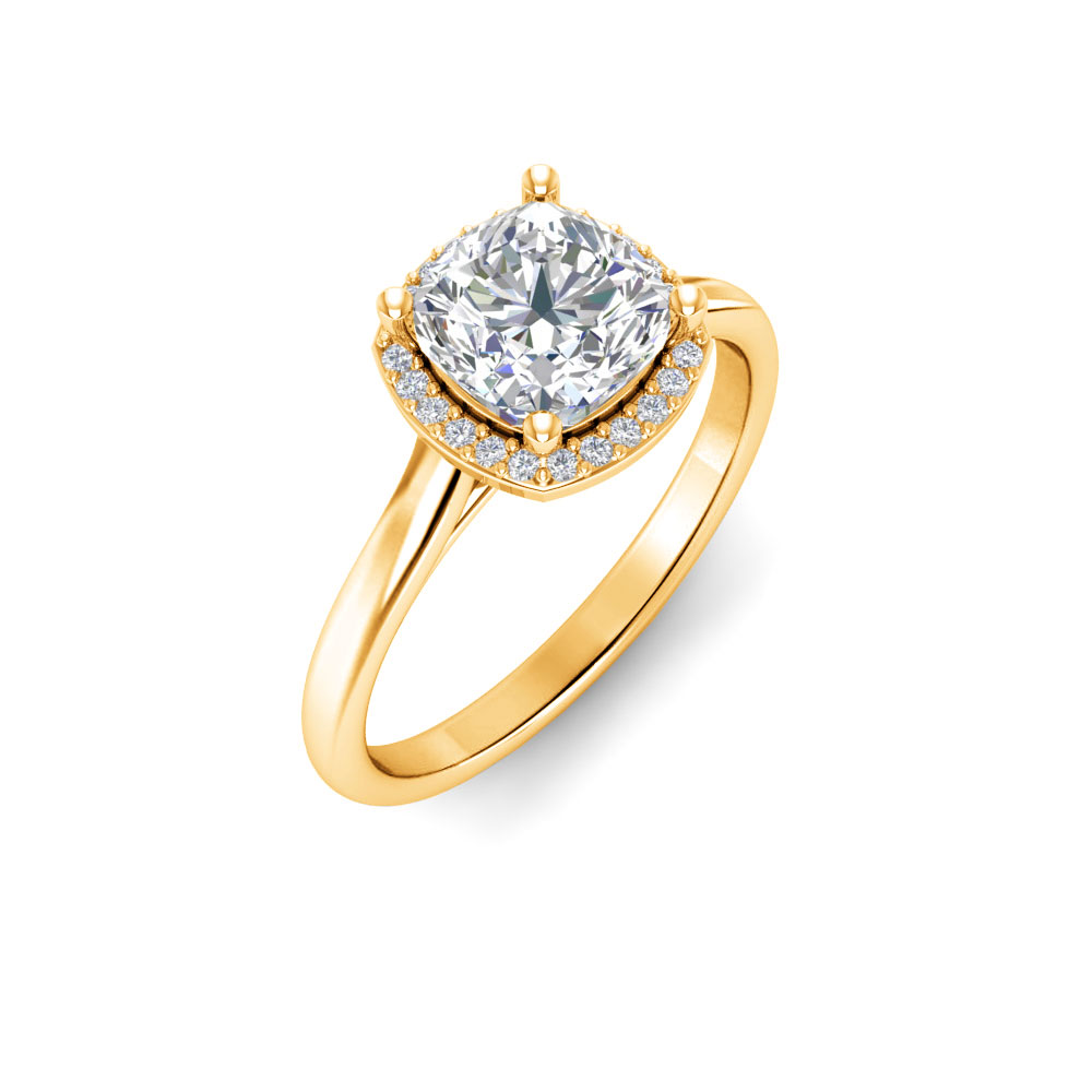 2.5 Ct Princess Near Colorless Lab Diamond & 0.15 Ctw Lab Diamond Halo Engagement Ring