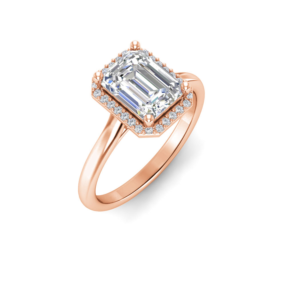 3 Ct Emerald Near Colorless Lab Diamond & 0.15 Ctw Lab Diamond Halo Engagement Ring