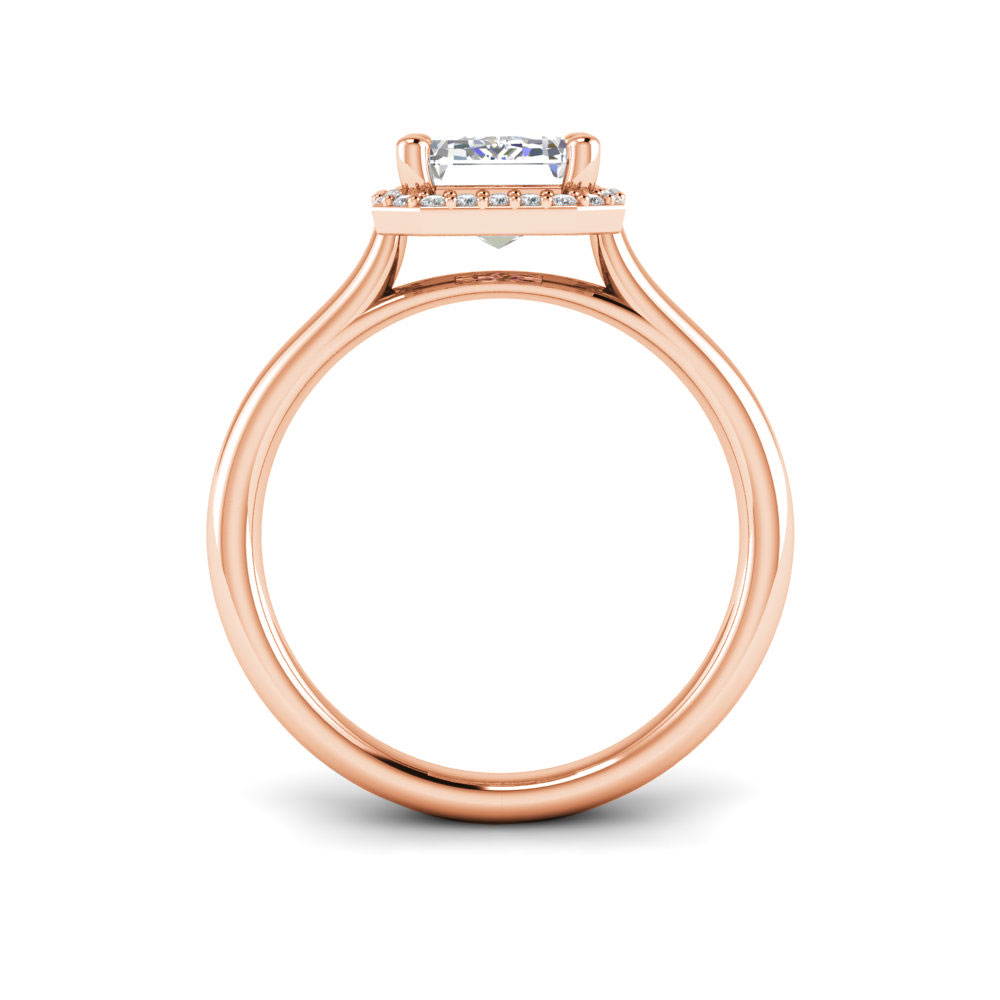 3 Ct Emerald Near Colorless Lab Diamond & 0.15 Ctw Lab Diamond Halo Engagement Ring