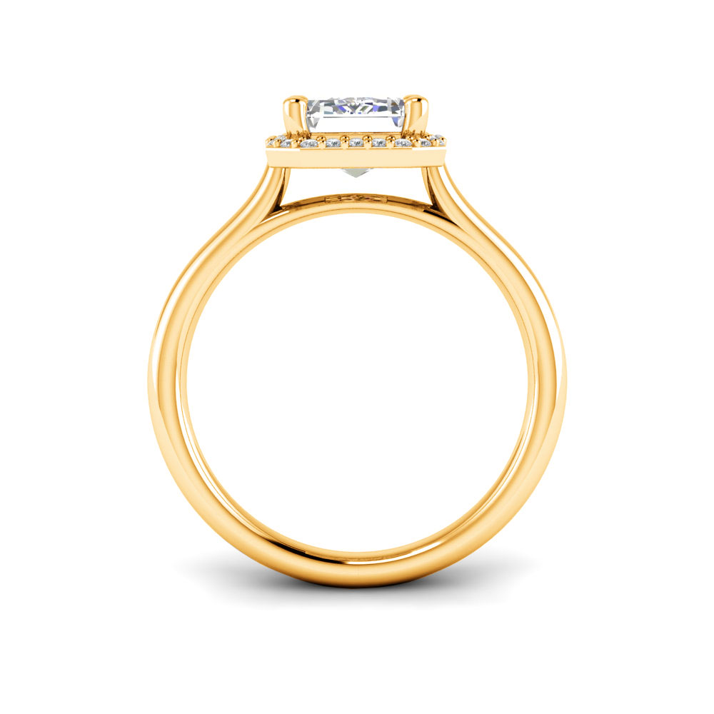 3 Ct Emerald Near Colorless Lab Diamond & 0.15 Ctw Lab Diamond Halo Engagement Ring