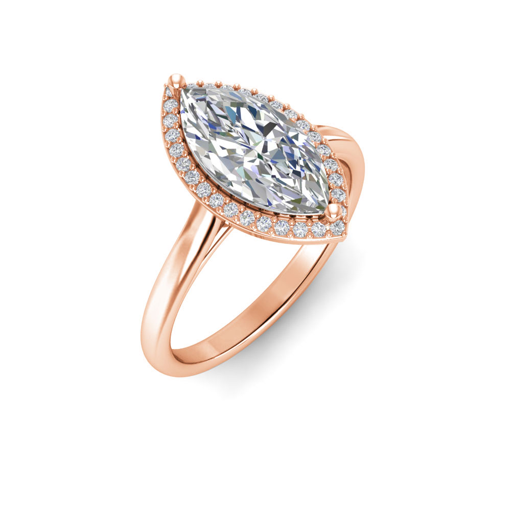 3 Ct Marquise Near Colorless Lab Diamond & 0.15 Ctw Lab Diamond Halo Engagement Ring