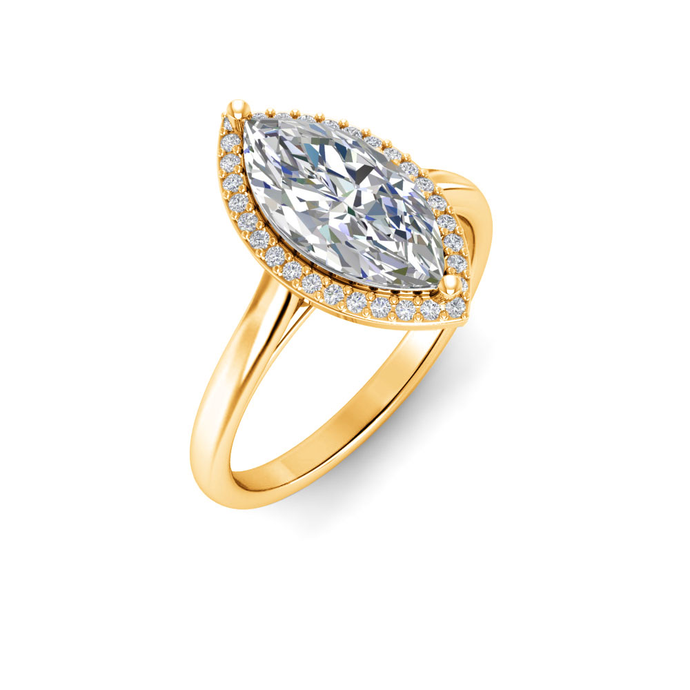 3 Ct Marquise Near Colorless Lab Diamond & 0.15 Ctw Lab Diamond Halo Engagement Ring