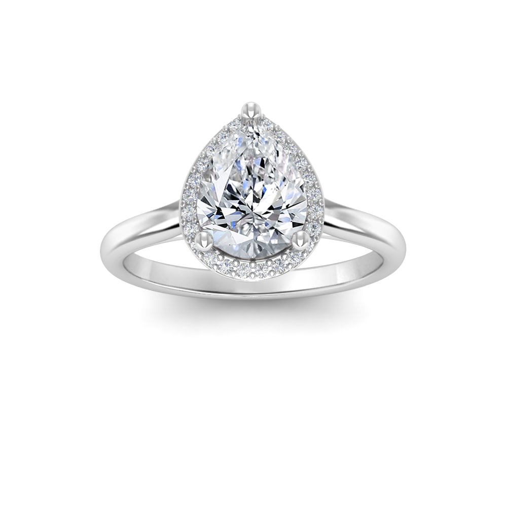3 Ct Pear Near Colorless Lab Diamond & 0.15 Ctw Lab Diamond Halo Engagement Ring