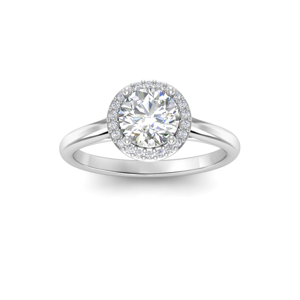 1 Ct Round Near Colorless Lab Diamond & 0.15 Ctw Lab Diamond Halo Engagement Ring
