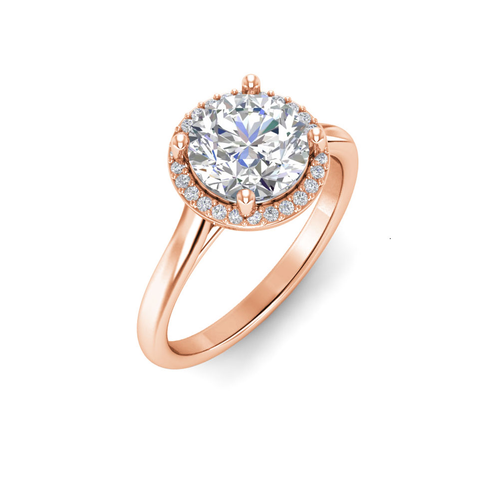 3 Ct Round Near Colorless Lab Diamond & 0.15 Ctw Lab Diamond Halo Engagement Ring