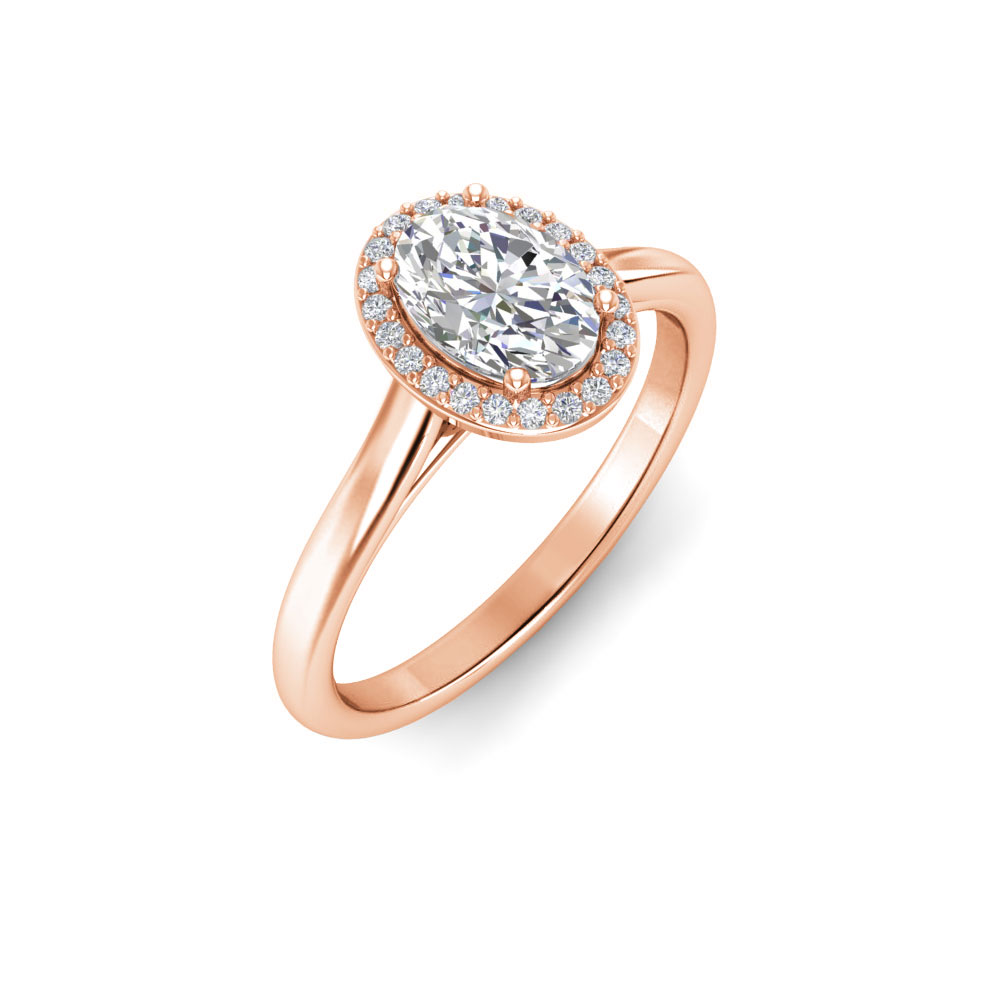 1 Ct Oval Near Colorless Lab Diamond & 0.15 Ctw Lab Diamond Halo Engagement Ring