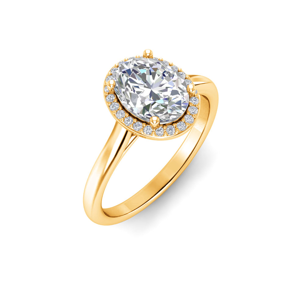 2.5 Ct Oval Near Colorless Lab Diamond & 0.15 Ctw Lab Diamond Halo Engagement Ring