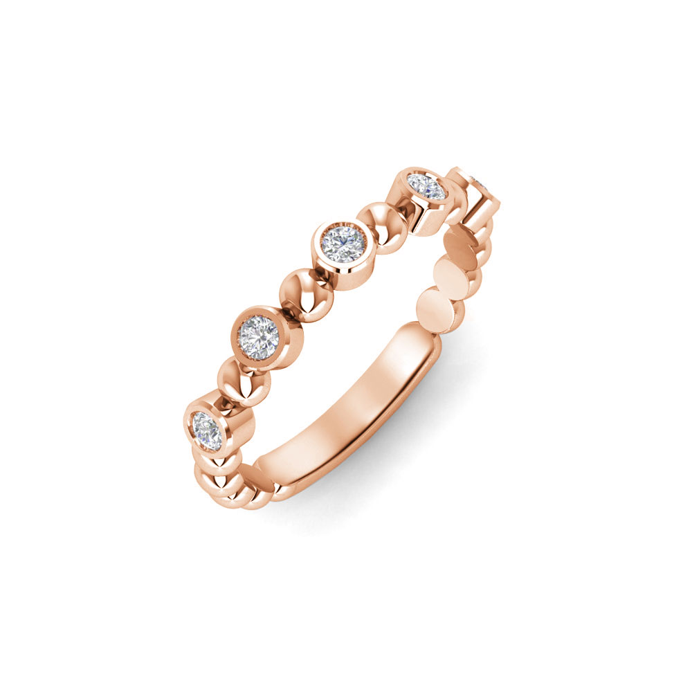 Alternating Five Colorless Moissanite Ring