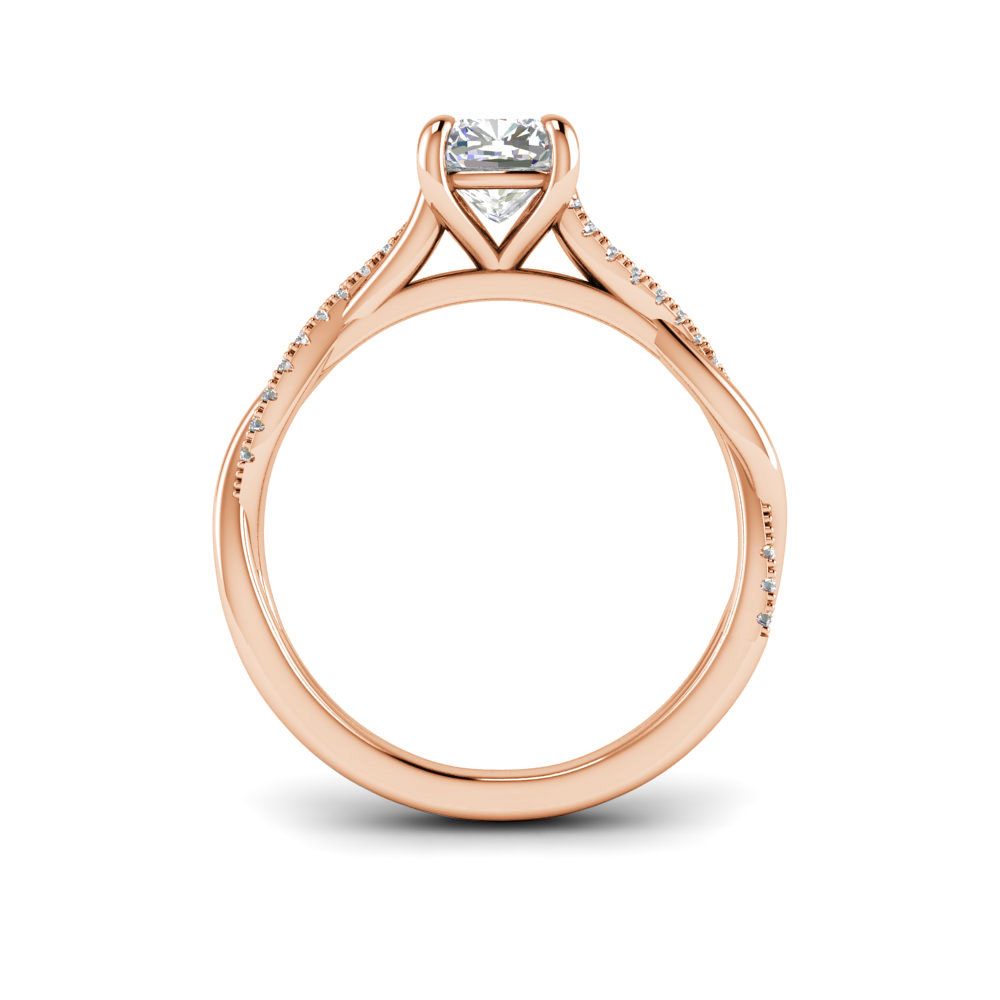 1 Ct Cushion Colorless Moissanite & .14 Ctw Lab Diamond Micro Twist Engagement Ring