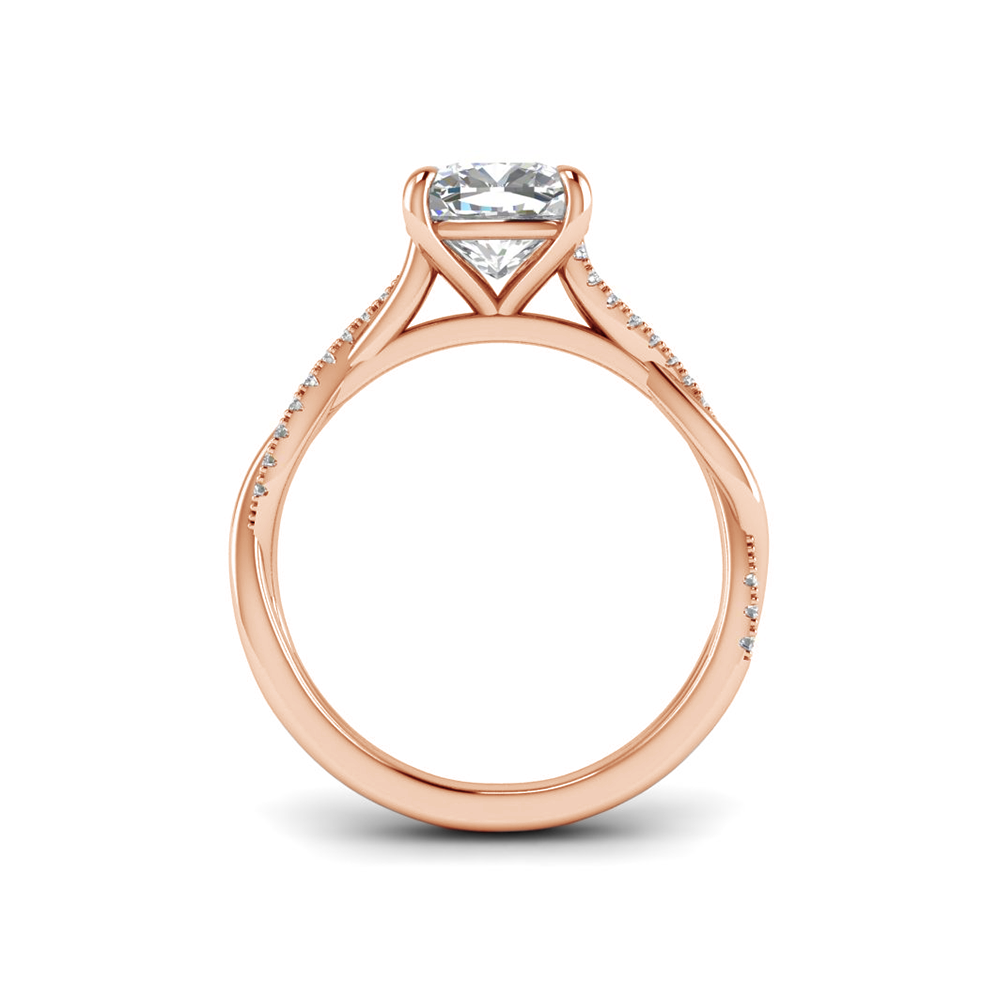 2 Ct Cushion Colorless Lab Diamond & .14 Ctw Diamond Twisted Vine Engagement Ring