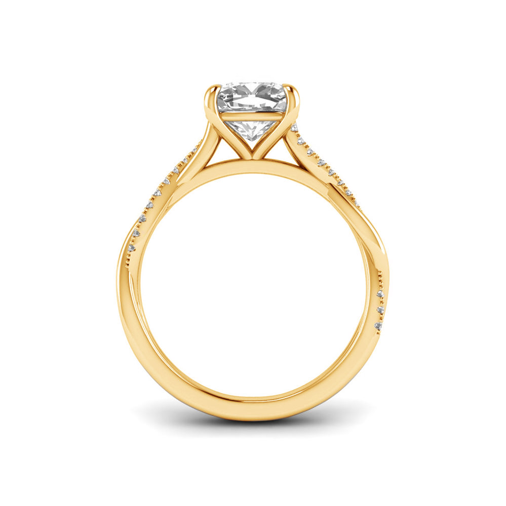 2 Ct Cushion Colorless Moissanite & .14 Ctw Lab Diamond Micro Twist Engagement Ring