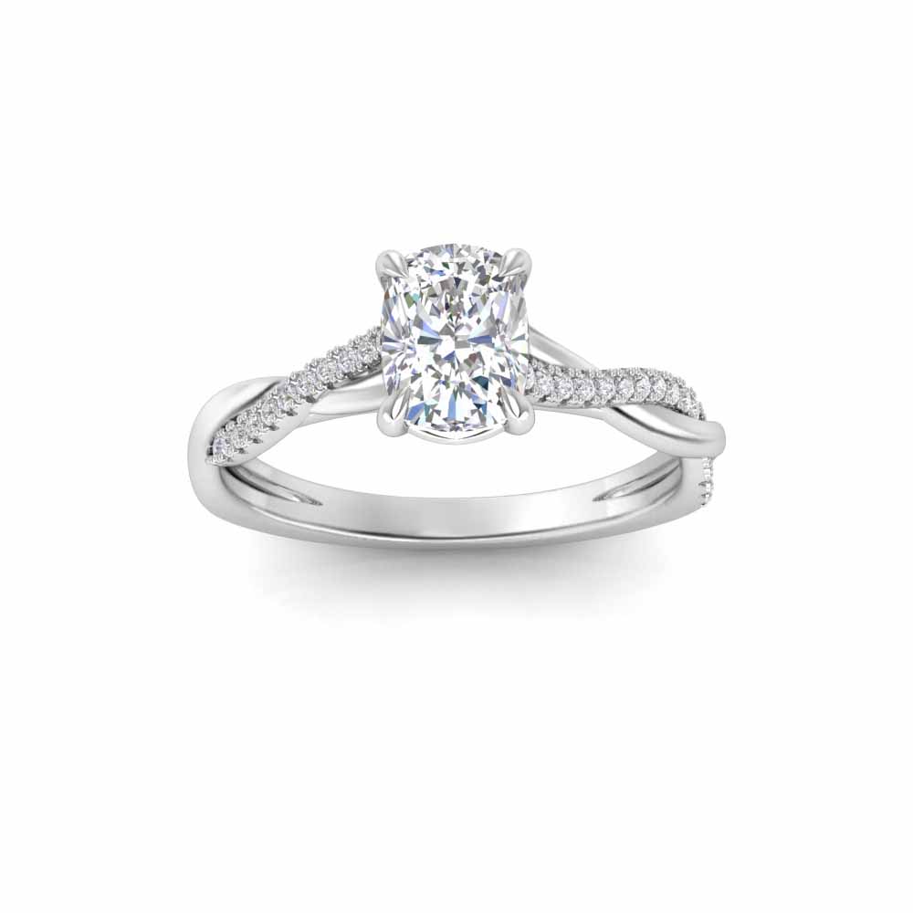 1 Ct Elongated Cushion Near Colorless Lab Diamond & .14 Micro Twist Engagement Ring