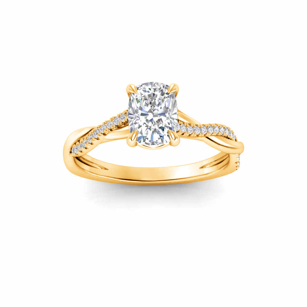 1 Ct Elongated Cushion Colorless Lab Diamond & .14 Ctw Diamond Twisted Vine Engagement Ring