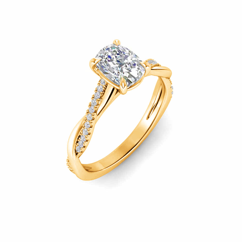 1 Ct Elongated Cushion Colorless Lab Diamond & .14 Ctw Diamond Twisted Vine Engagement Ring