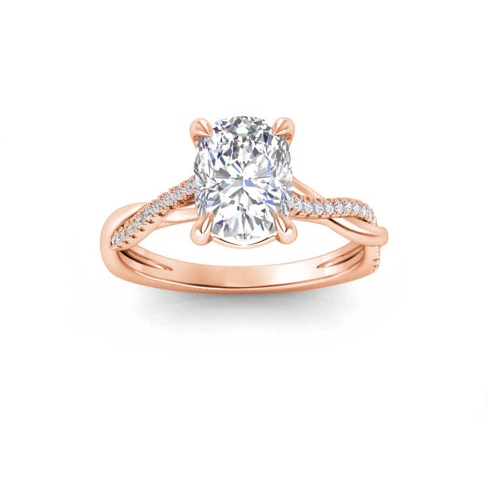 2.5 Ct Elongated Cushion Colorless Moissanite & .14 Ctw Lab Diamond Micro Twist Engagement Ring