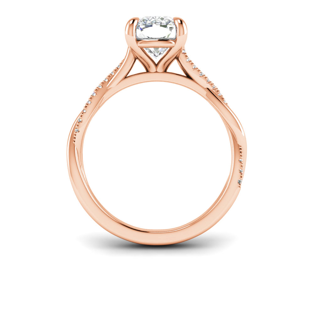 2.5 Ct Elongated Cushion Colorless Moissanite & .14 Ctw Lab Diamond Micro Twist Engagement Ring