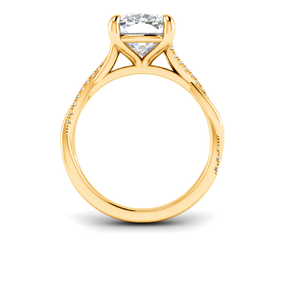 3.5 Ct Elongated Cushion Colorless Moissanite & .14 Ctw Lab Diamond Micro Twist Engagement Ring