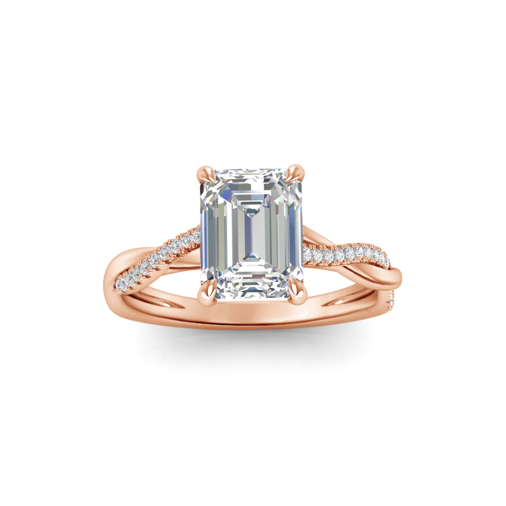 2 Ct Emerald Colorless Lab Diamond & .14 Ctw Diamond Twisted Vine Engagement Ring