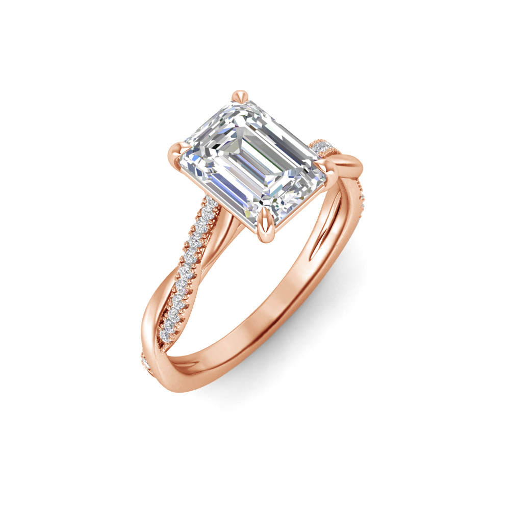 2 Ct Emerald Colorless Lab Diamond & .14 Ctw Diamond Twisted Vine Engagement Ring