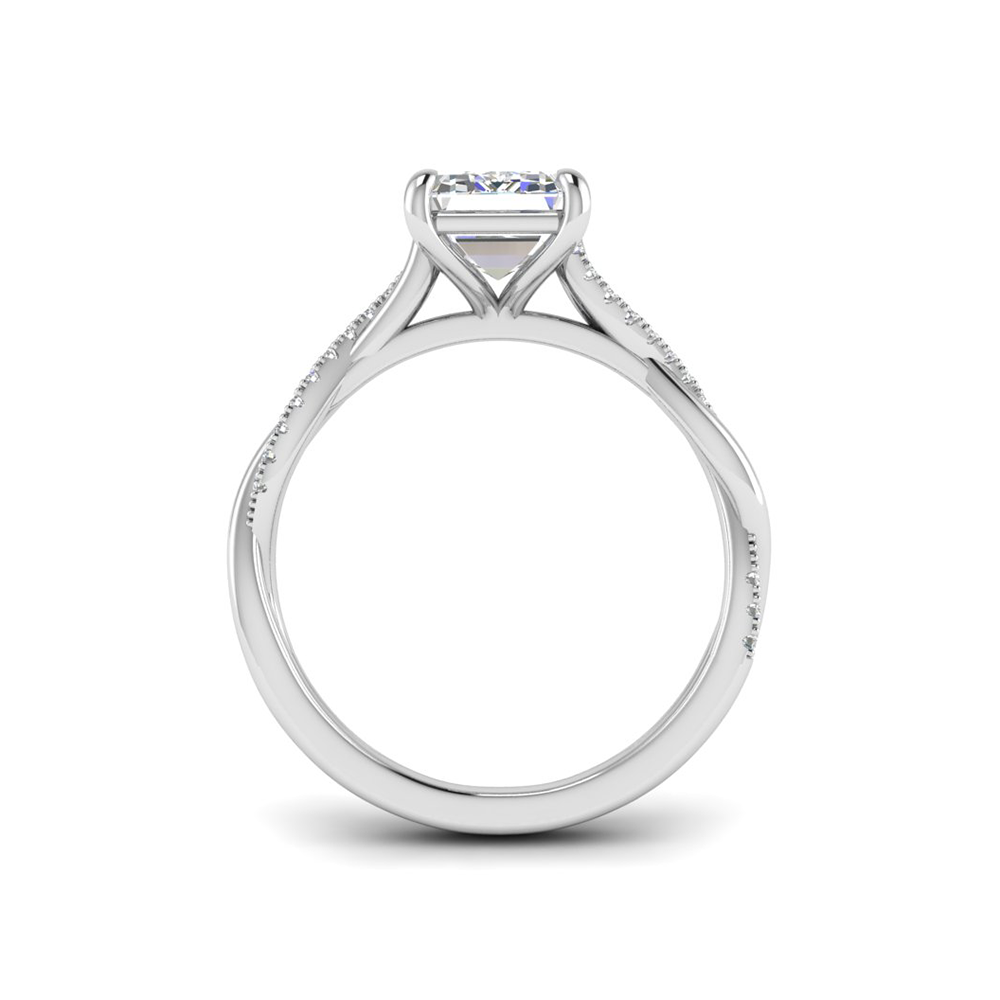 3 Ct Emerald Near Colorless Lab Diamond & .14 Micro Twist Engagement Ring