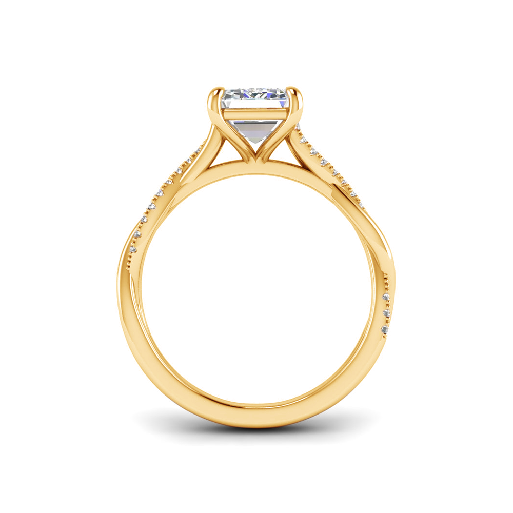 3 Ct Emerald Colorless Moissanite & .14 Ctw Lab Diamond Micro Twist Engagement Ring