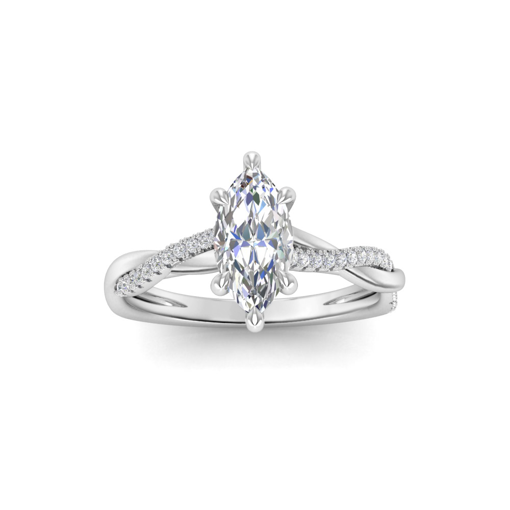 1 Ct Marquise Near Colorless Lab Diamond & .14 Micro Twist Engagement Ring