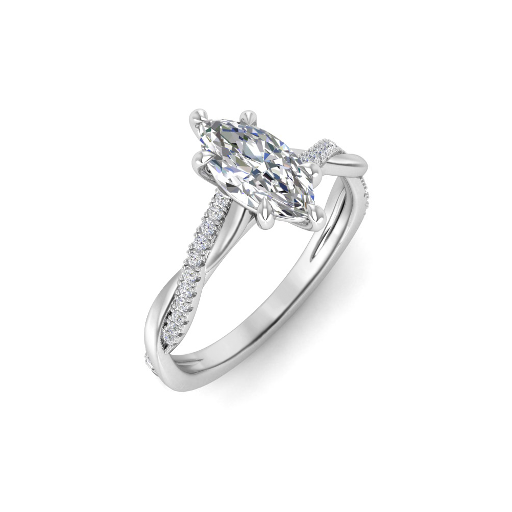 1 Ct Marquise Near Colorless Lab Diamond & .14 Micro Twist Engagement Ring