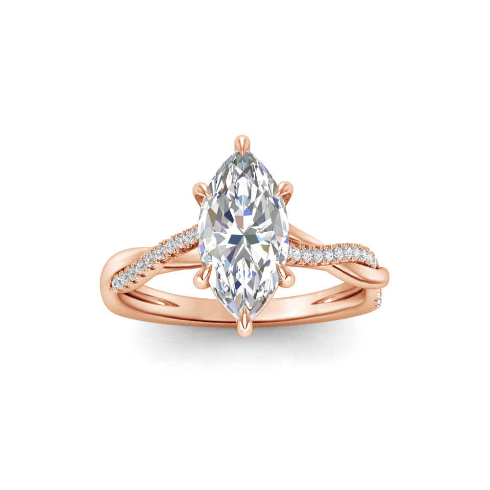 4 Ct Marquise Colorless Lab Diamond & .14 Ctw Diamond Twisted Vine Engagement Ring