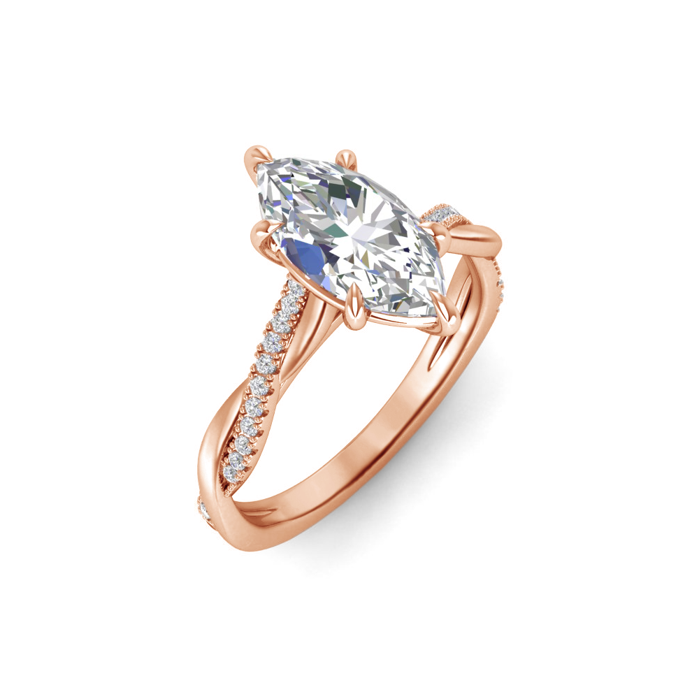 4 Ct Marquise Colorless Lab Diamond & .14 Ctw Diamond Twisted Vine Engagement Ring