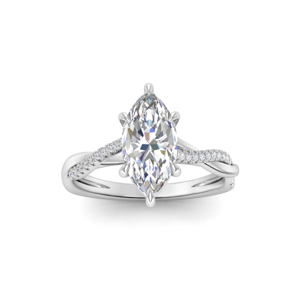 5 Ct Marquise Colorless Lab Diamond & .14 Ctw Diamond Twisted Vine Engagement Ring