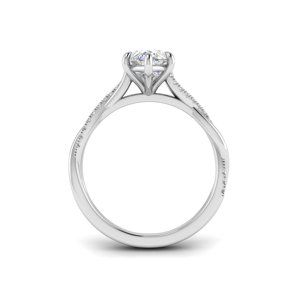 5 Ct Marquise Colorless Lab Diamond & .14 Ctw Diamond Twisted Vine Engagement Ring