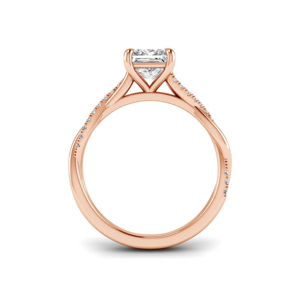 1 Ct Princess Colorless Moissanite & .14 Ctw Lab Diamond Micro Twist Engagement Ring