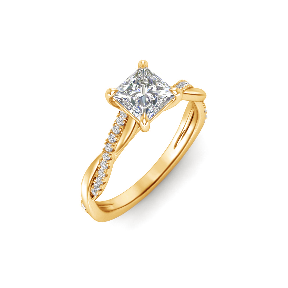 1 Ct Princess Colorless Lab Diamond & .14 Ctw Diamond Twisted Vine Engagement Ring