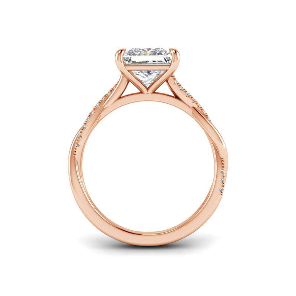 2 Ct Princess Colorless Moissanite & .14 Ctw Lab Diamond Micro Twist Engagement Ring