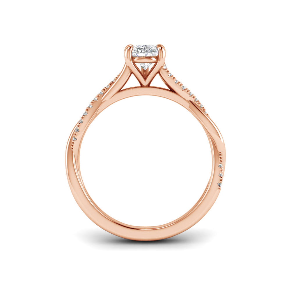 1.5 Ct Pear Colorless Moissanite & .14 Ctw Lab Diamond Micro Twist Engagement Ring