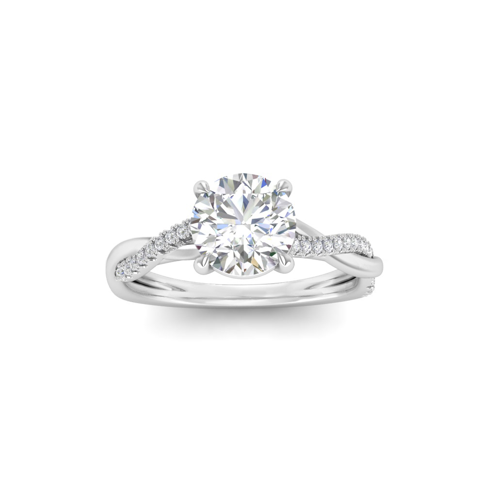 1 Ct Round Colorless Moissanite & .14 Ctw Lab Diamond Micro Twist Engagement Ring