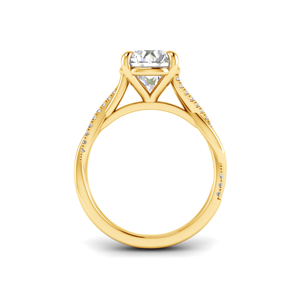 2 Ct Round Colorless Lab Diamond & .14 Ctw Diamond Twisted Vine Engagement Ring