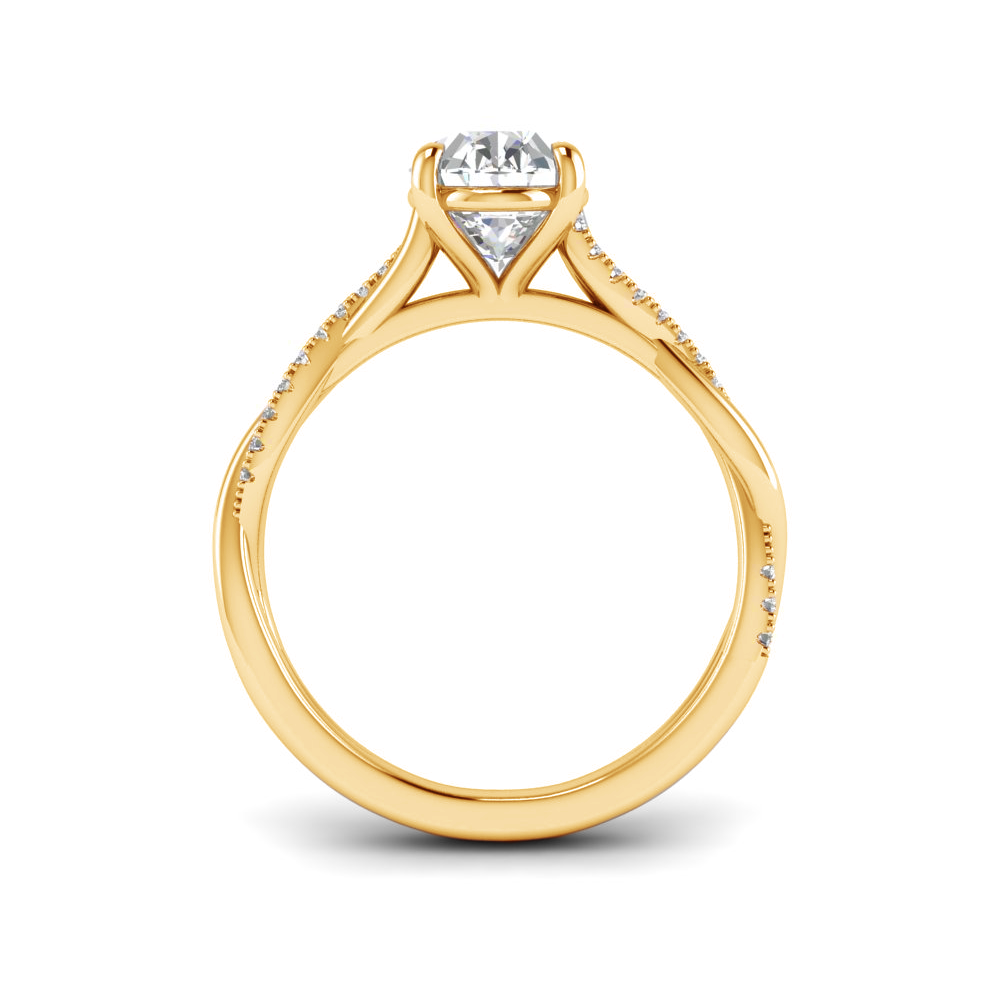 2.5 Ct Oval Colorless Lab Diamond & .14 Ctw Diamond Twisted Vine Engagement Ring