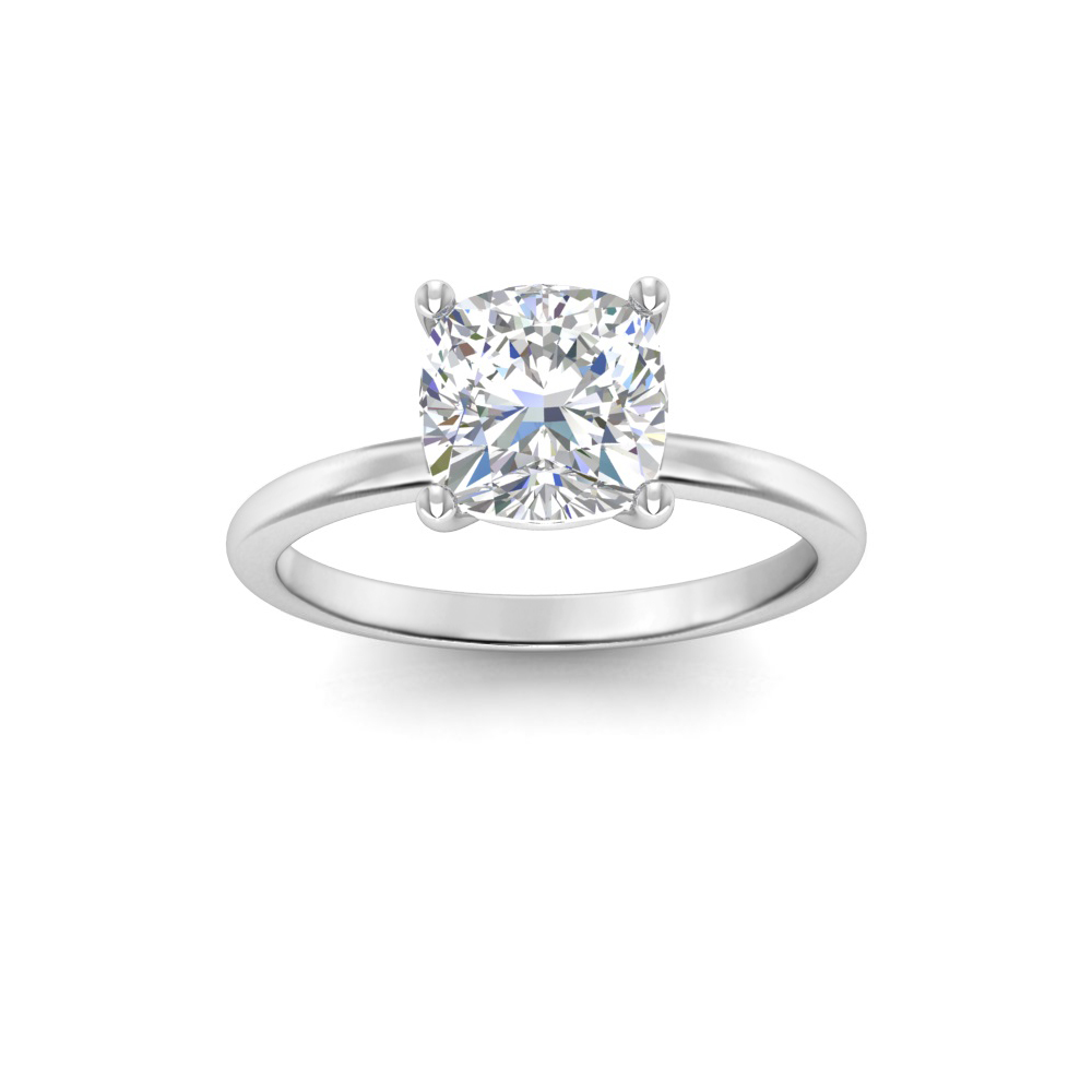 3.5 Ct Cushion Colorless Lab Diamond Solitaire Engagement Ring