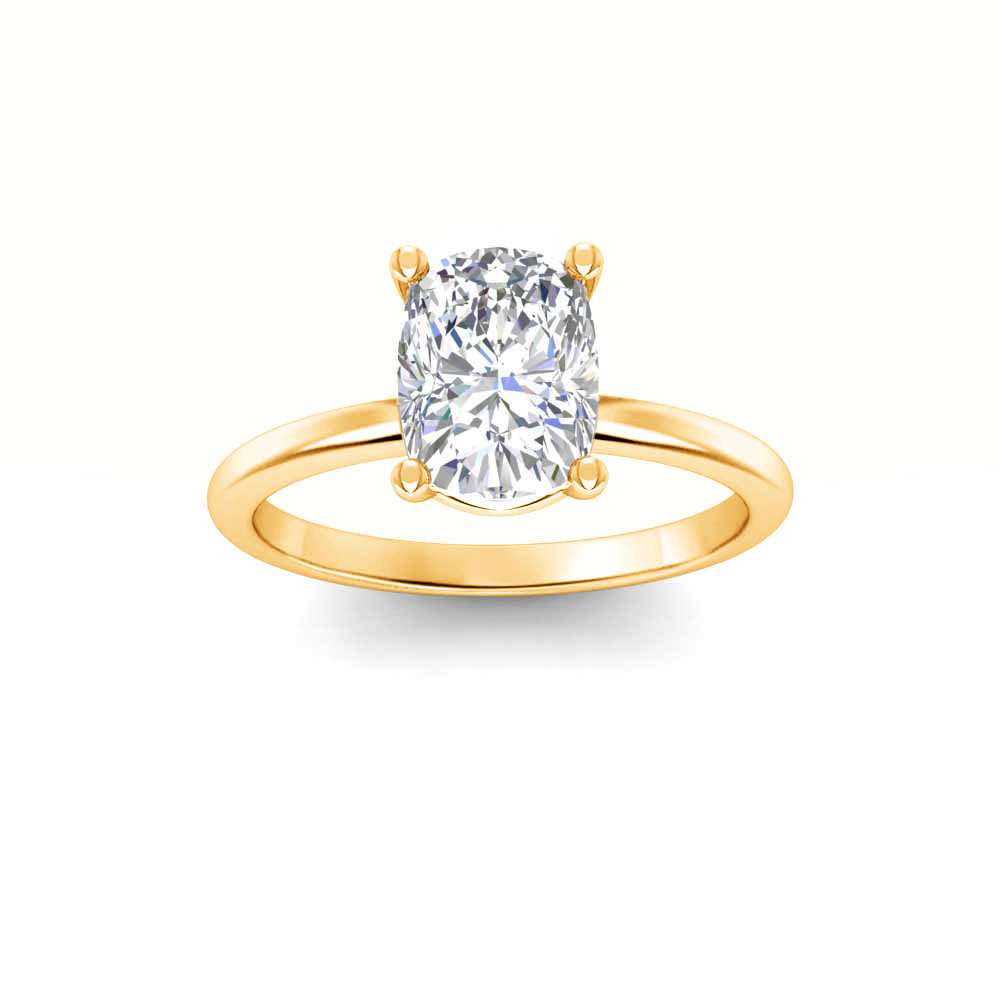 2 Ct Elongated Cushion Colorless Lab Diamond Solitaire Engagement Ring