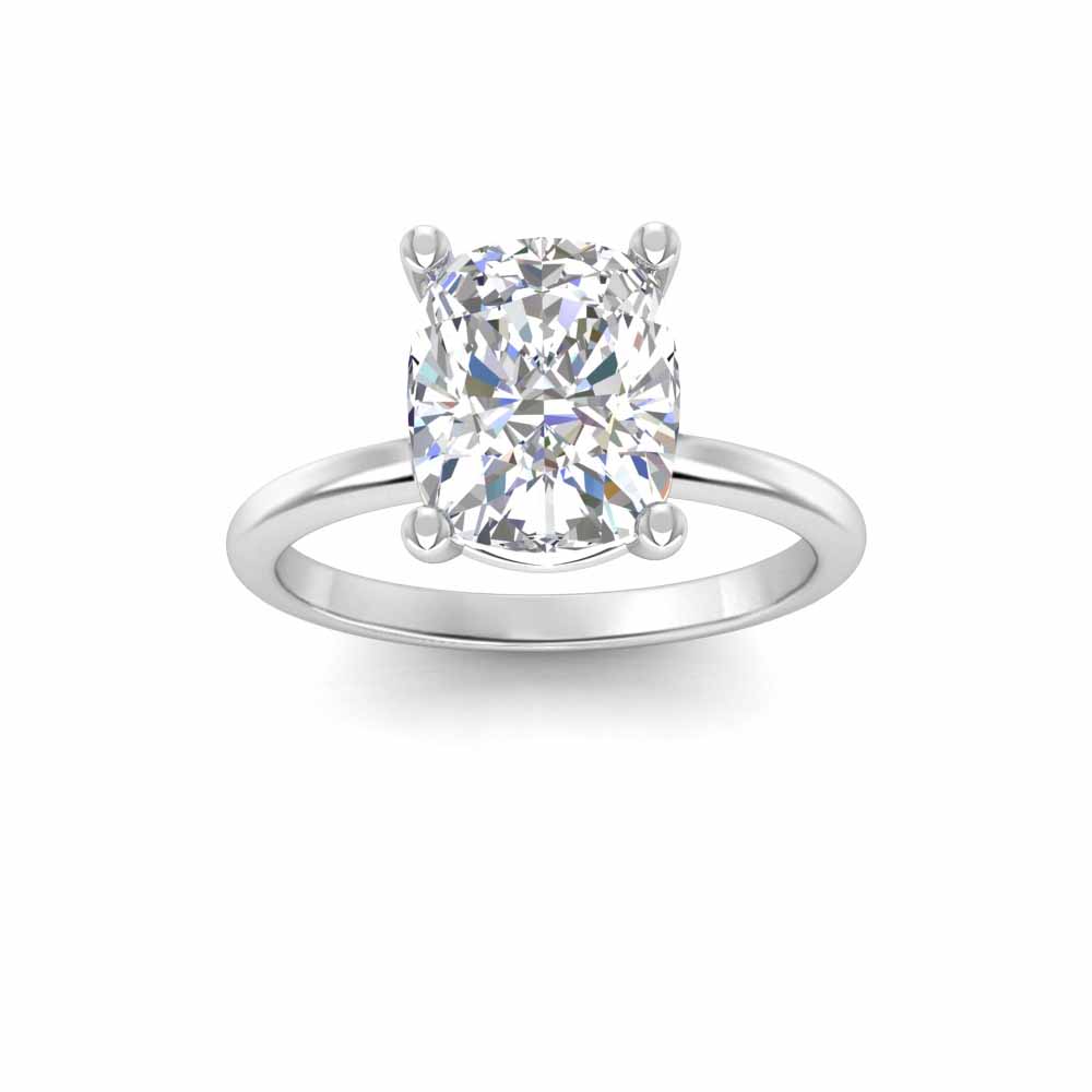 3.5 Ct Elongated Cushion Colorless Lab Diamond Solitaire Engagement Ring