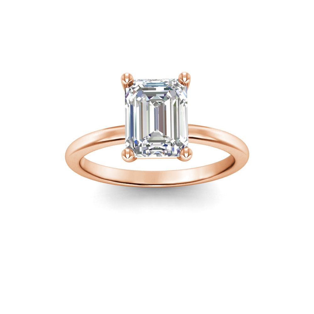 2.5 Ct Emerald Colorless Lab Diamond Solitaire Engagement Ring