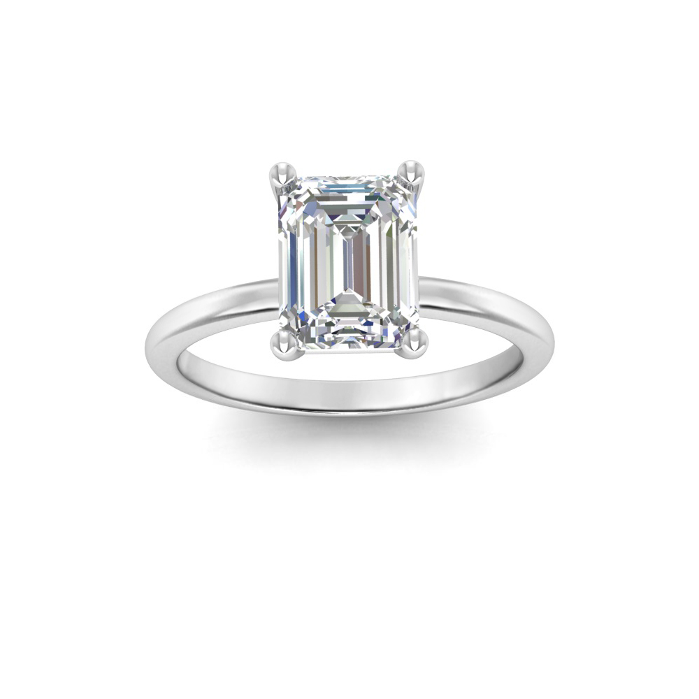 5 Ct Emerald Colorless Lab Diamond Solitaire Engagement Ring
