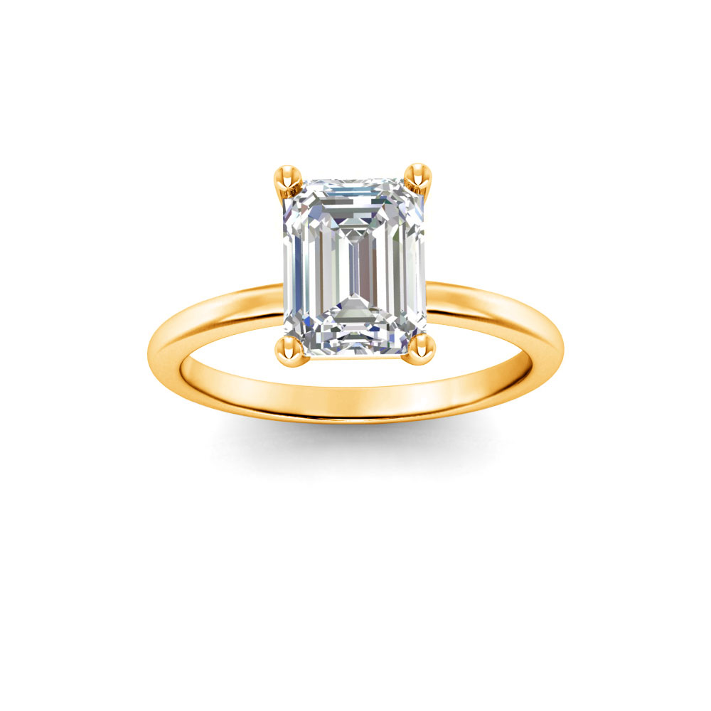 5 Ct Emerald Colorless Lab Diamond Solitaire Engagement Ring